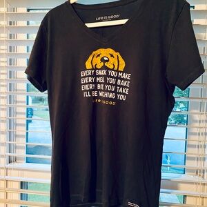 LIFE IS GOOD Short Sleeve Every Bite You Take V-NECK - Medium - Labrador Dog 💛